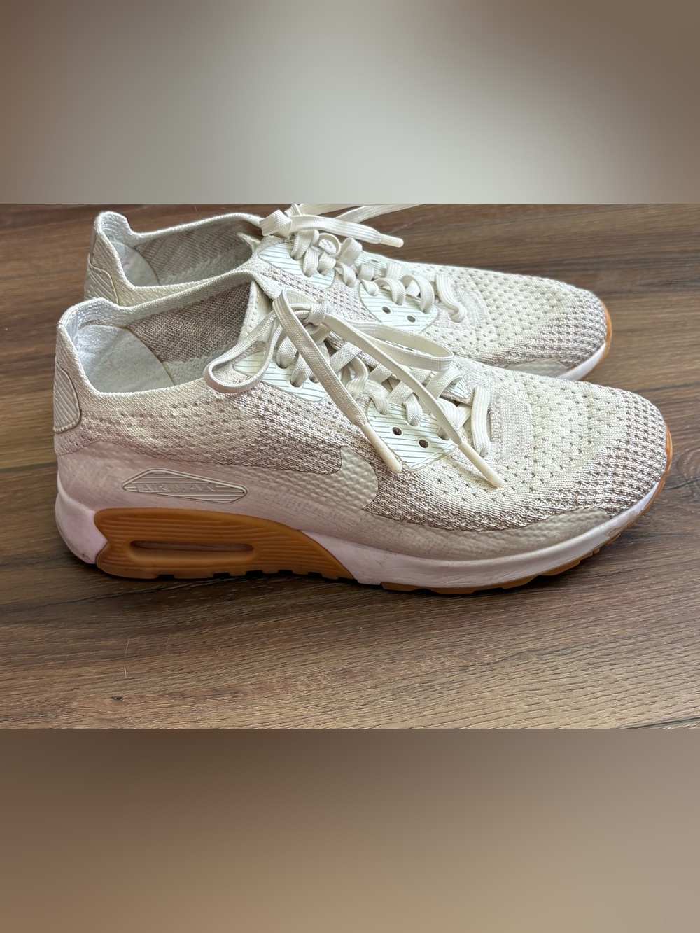 Nike Air Max 90 Ultra 2.0 Flyknit Shoes Off White “Sail” Women’s Size 8 Neutral